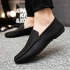 Men Casual Round Toe Letter Design Solid Color PU Leather Shoes Loafers
