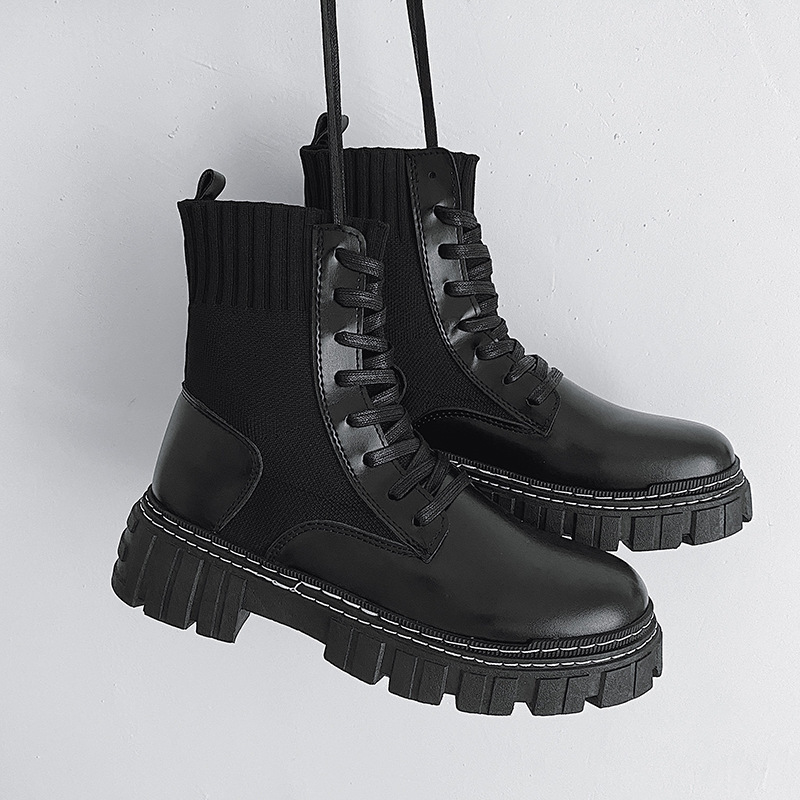 Men Fashion Thick-soled Design Solid Color Mid-calf PU Short Combat Boots Men Fashion Thick-soled Design Solid Color Mid-calf PU Short Combat Boots