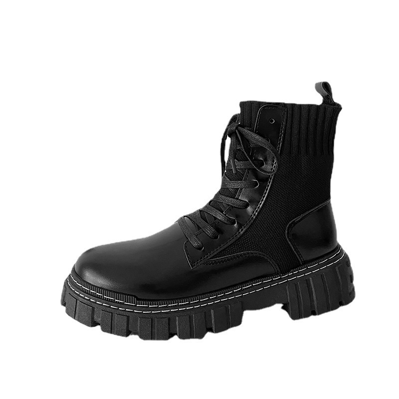 Men Fashion Thick-soled Design Solid Color Mid-calf PU Short Combat Boots Men Fashion Thick-soled Design Solid Color Mid-calf PU Short Combat Boots