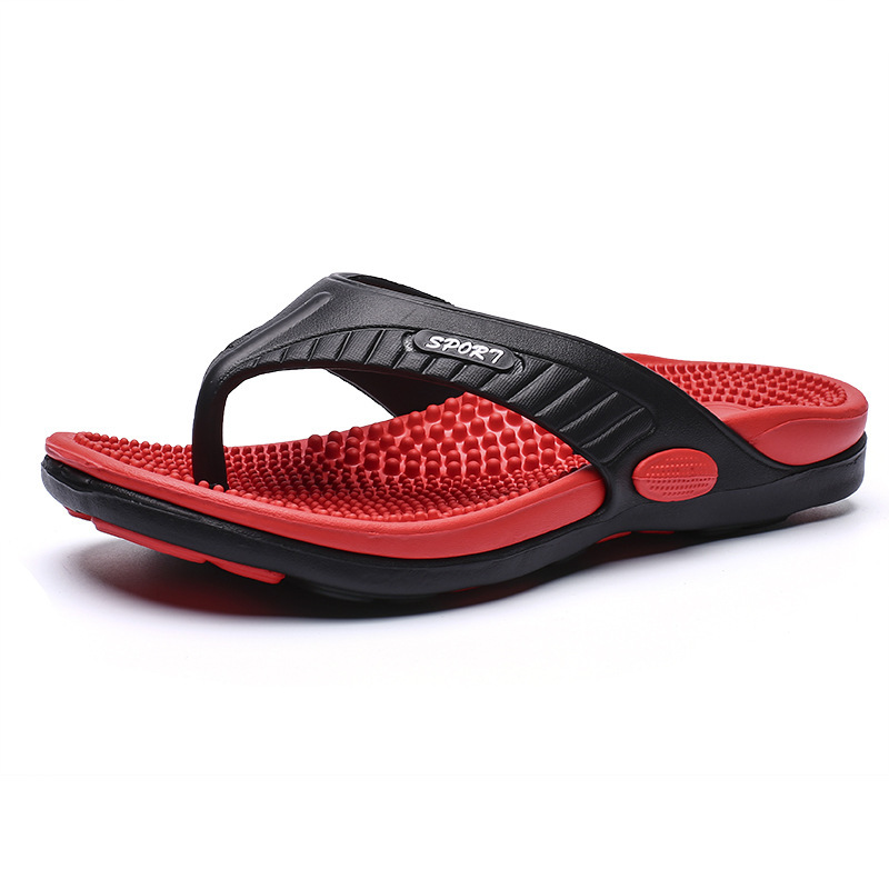 Summer Men Beach Sandals Non-Slip Outdoor Flip-Flops Color Blocking Slippers