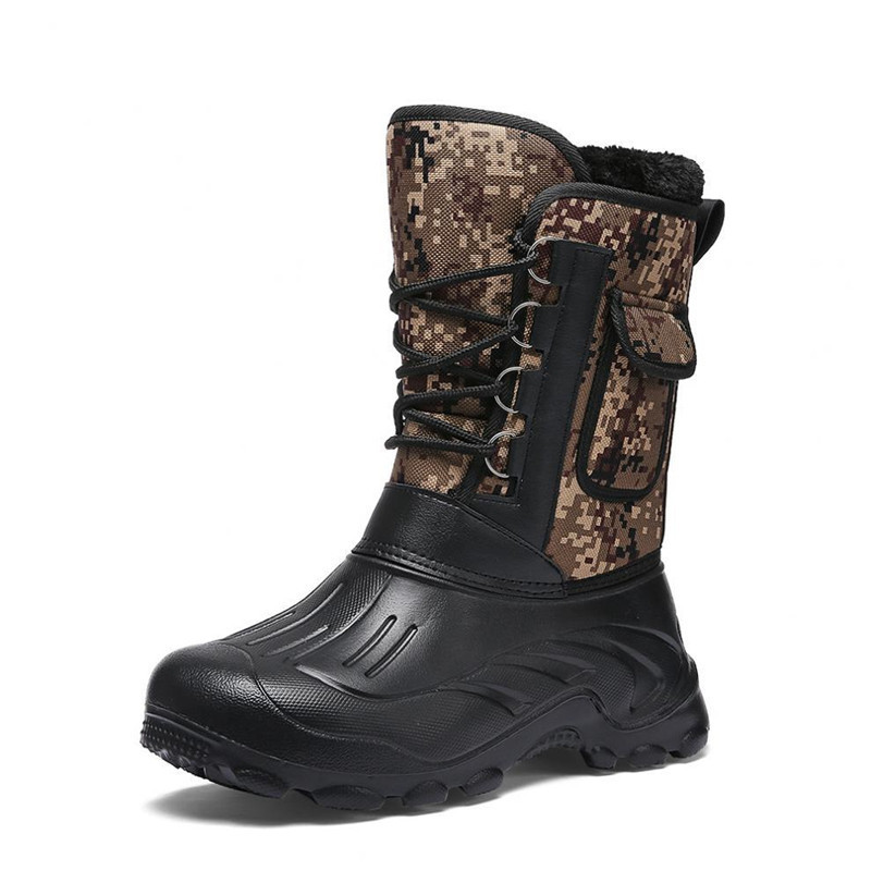 Men Winter Camouflage Round-Toe Thick-Soled Lace-Up Snow Mid-Calf Boots Men Winter Camouflage Round-Toe Thick-Soled Lace-Up Snow Mid-Calf Boots