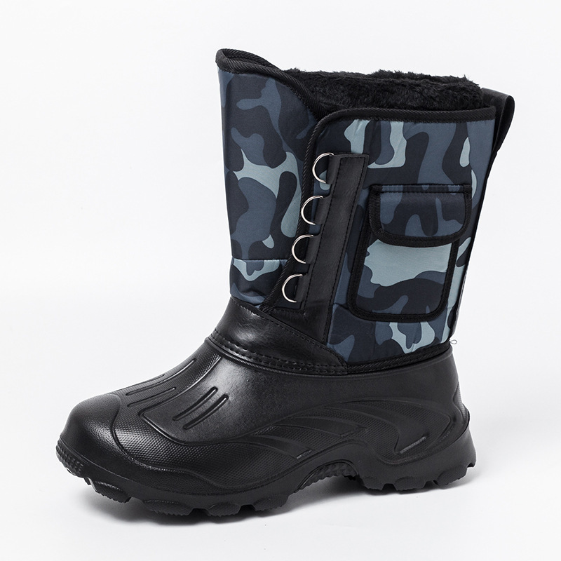Men Winter Camouflage Round-Toe Thick-Soled Lace-Up Snow Mid-Calf Boots Men Winter Camouflage Round-Toe Thick-Soled Lace-Up Snow Mid-Calf Boots