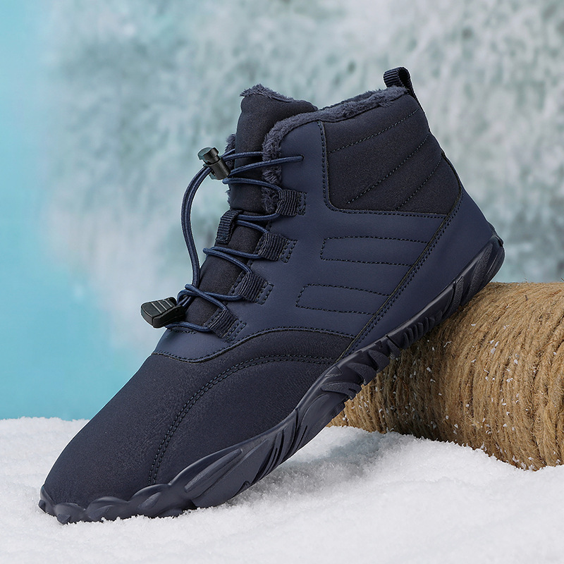 Men Winter Solid Color Pointed-Toe Flat Shoes Slip On Snow Ankle Boots Men Winter Solid Color Pointed-Toe Flat Shoes Slip On Snow Ankle Boots