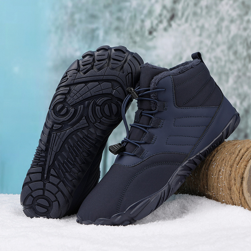 Men Winter Solid Color Pointed-Toe Flat Shoes Slip On Snow Ankle Boots Men Winter Solid Color Pointed-Toe Flat Shoes Slip On Snow Ankle Boots
