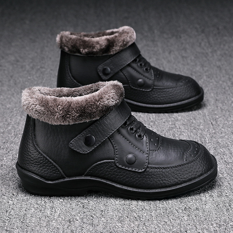 Men Autumn Winter Fashion Casual Solid Color Lace-Up Flat Plus Velvet Snow Ankle Boots Men Autumn Winter Fashion Casual Solid Color Lace-Up Flat Plus Velvet Snow Ankle Boots