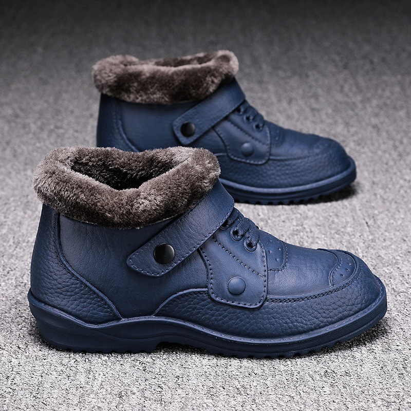 Men Autumn Winter Fashion Casual Solid Color Lace-Up Flat Plus Velvet Snow Ankle Boots Men Autumn Winter Fashion Casual Solid Color Lace-Up Flat Plus Velvet Snow Ankle Boots
