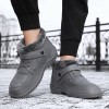Men Autumn Winter Fashion Casual Solid Color Lace-Up Flat Plus Velvet Snow Ankle Boots