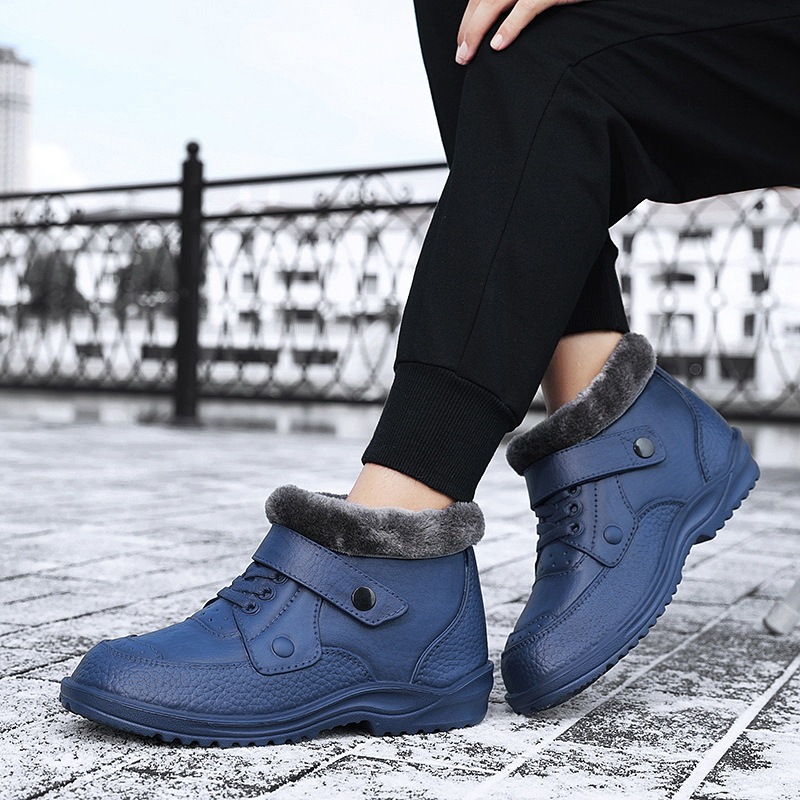 Men Autumn Winter Fashion Casual Solid Color Lace-Up Flat Plus Velvet Snow Ankle Boots Men Autumn Winter Fashion Casual Solid Color Lace-Up Flat Plus Velvet Snow Ankle Boots