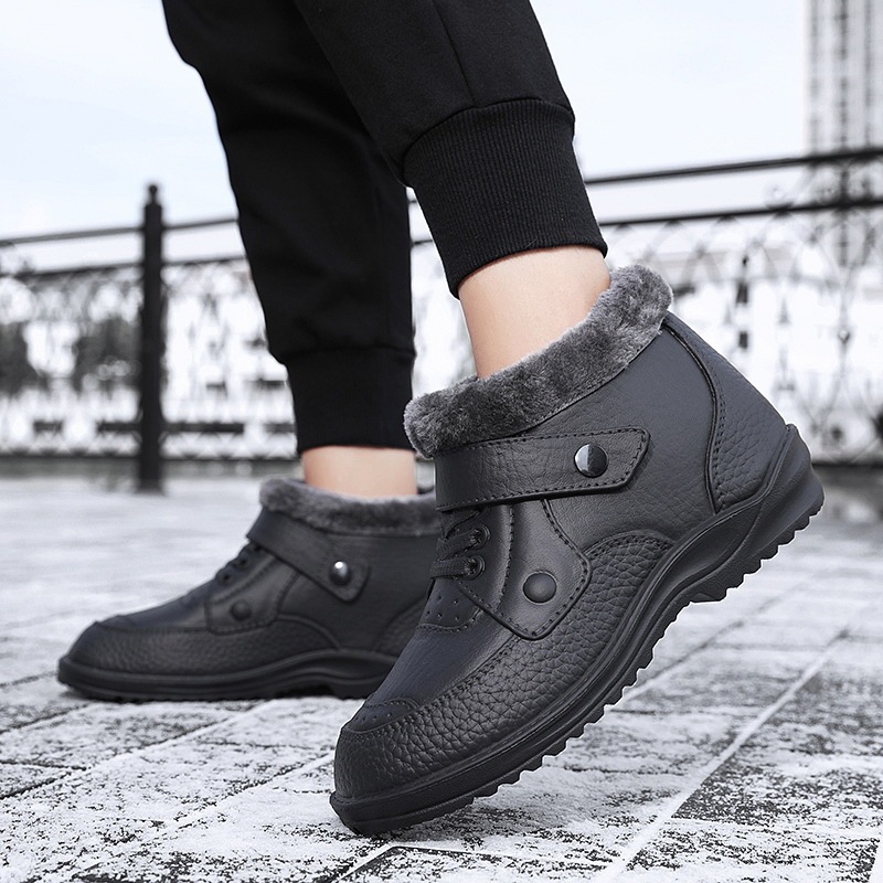 Men Autumn Winter Fashion Casual Solid Color Lace-Up Flat Plus Velvet Snow Ankle Boots Men Autumn Winter Fashion Casual Solid Color Lace-Up Flat Plus Velvet Snow Ankle Boots