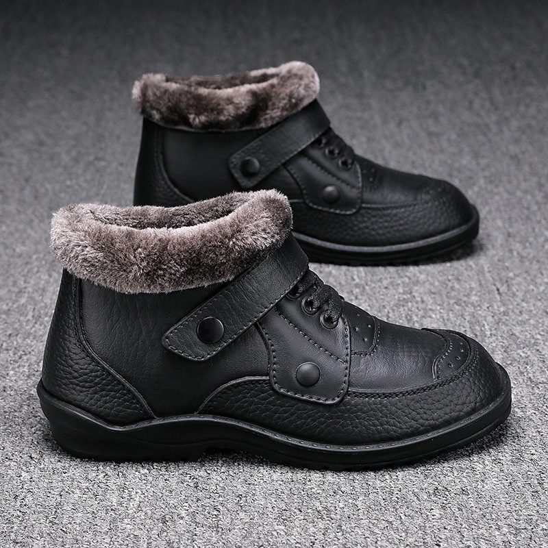 Men Autumn Winter Fashion Casual Solid Color Lace-Up Flat Plus Velvet Snow Ankle Boots Men Autumn Winter Fashion Casual Solid Color Lace-Up Flat Plus Velvet Snow Ankle Boots