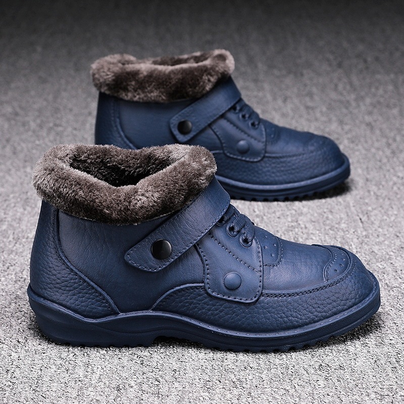Men Autumn Winter Fashion Casual Solid Color Lace-Up Flat Plus Velvet Snow Ankle Boots Men Autumn Winter Fashion Casual Solid Color Lace-Up Flat Plus Velvet Snow Ankle Boots