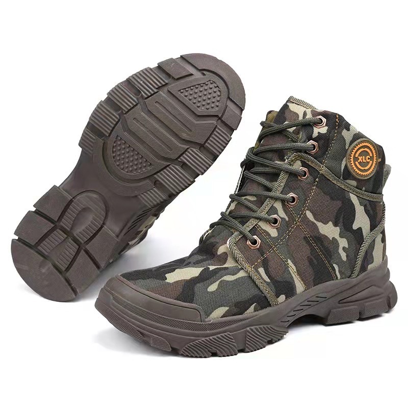 Men Autumn Winter Fashion Casual Solid Color Camouflage Lace-Up Flat High Top Plus Velvet Combat Boots Men Autumn Winter Fashion Casual Solid Color Camouflage Lace-Up Flat High Top Plus Velvet Combat Boots