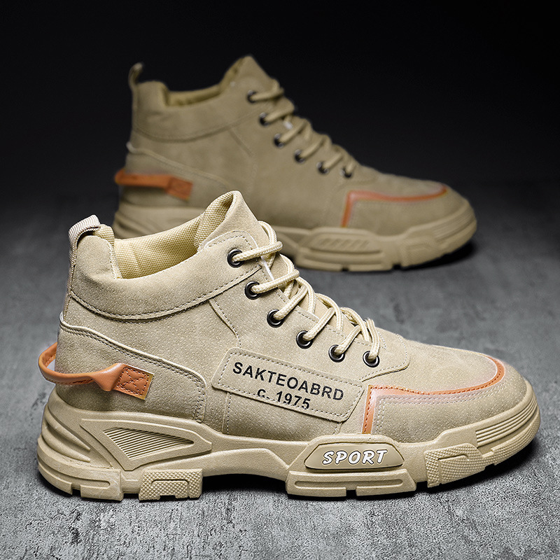 Men Autumn Winter Fashion Casual Solid Color Letters Lace-Up Flat Shots High Top Plus Velvet Combat Boots Men Autumn Winter Fashion Casual Solid Color Letters Lace-Up Flat Shots High Top Plus Velvet Combat Boots