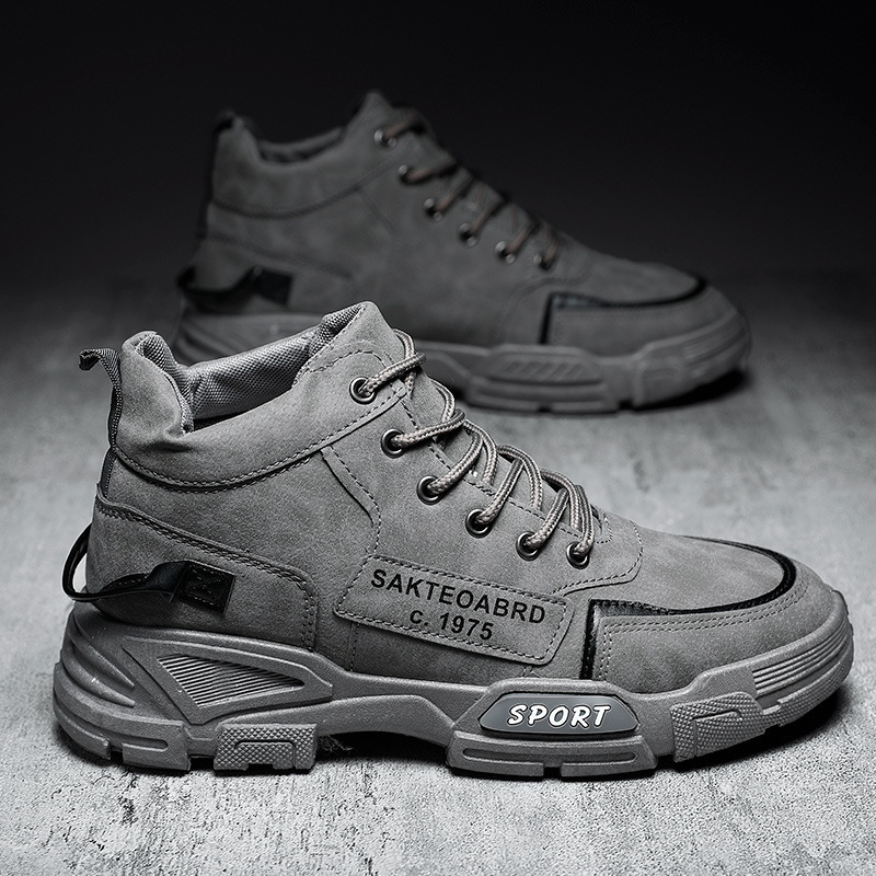 Men Autumn Winter Fashion Casual Solid Color Letters Lace-Up Flat Shots High Top Plus Velvet Combat Boots Men Autumn Winter Fashion Casual Solid Color Letters Lace-Up Flat Shots High Top Plus Velvet Combat Boots