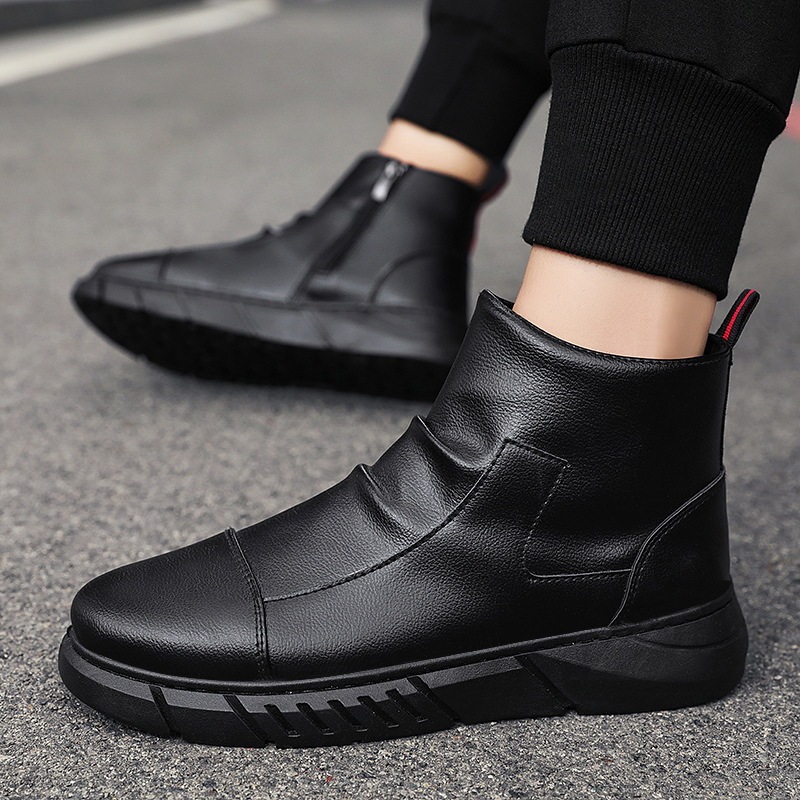 Men Autumn Winter Fashion Casual Round-Toe High Top Zipper Thick-Soled Combat Boots Men Autumn Winter Fashion Casual Round-Toe High Top Zipper Thick-Soled Combat Boots
