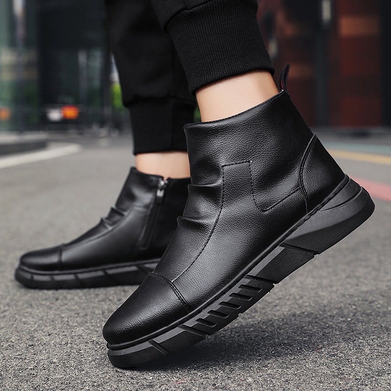 Men Autumn Winter Fashion Casual Round-Toe High Top Zipper Thick-Soled Combat Boots Men Autumn Winter Fashion Casual Round-Toe High Top Zipper Thick-Soled Combat Boots