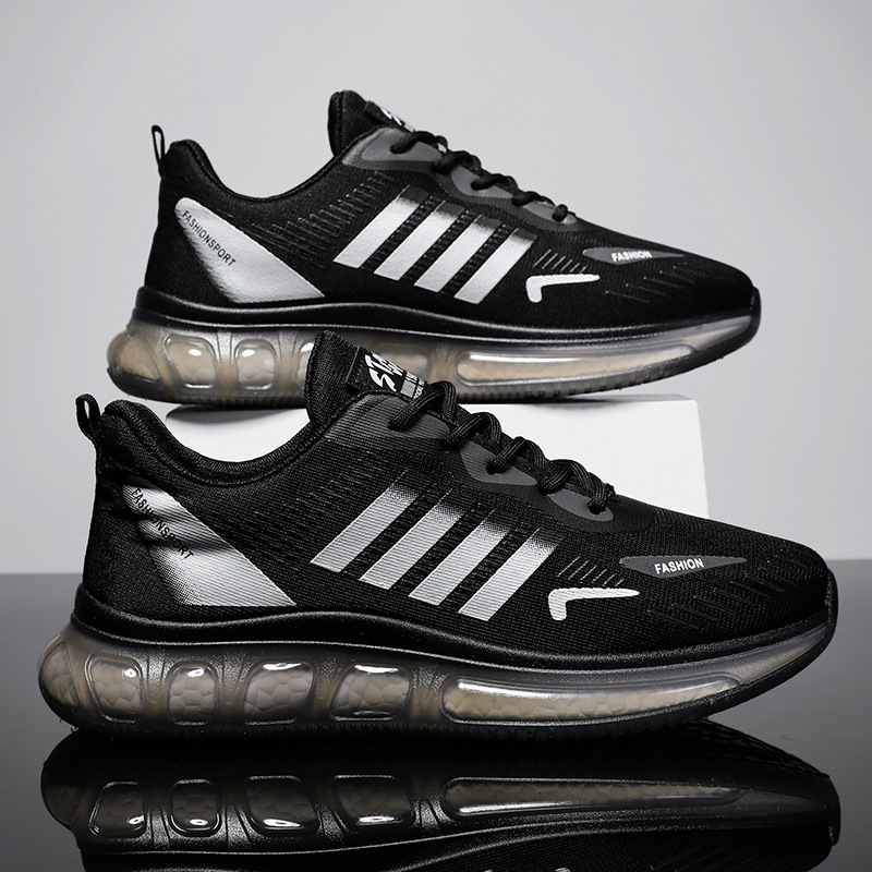 Men Leisure Sports Versatile Round-Toe Mesh Cloth Lace-Up Thick-Soled Sneakers