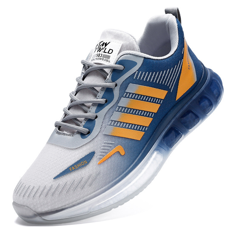 Men Leisure Sports Versatile Round-Toe Mesh Cloth Lace-Up Thick-Soled Sneakers