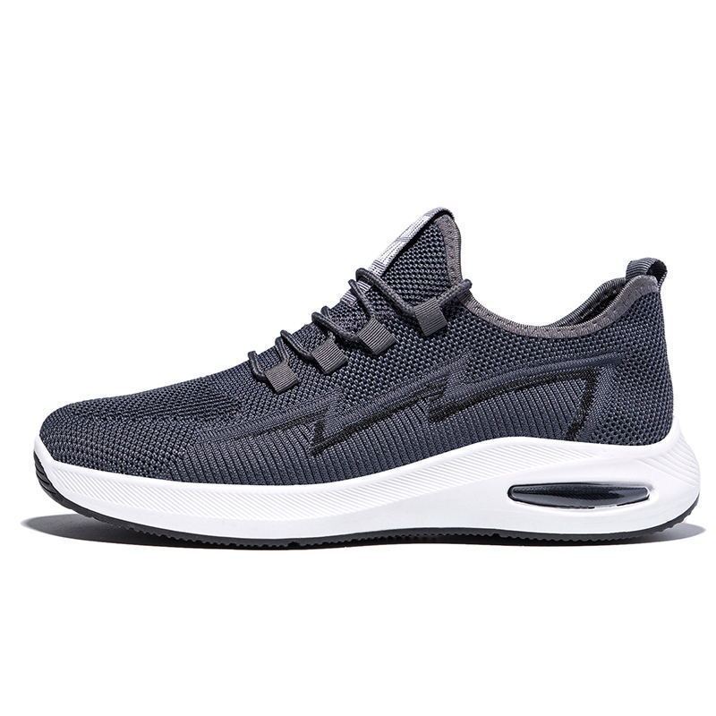 Men Fashion Casual Versatile Round-Toe Mesh Cloth Lace-Up Thick-Soled Sneakers