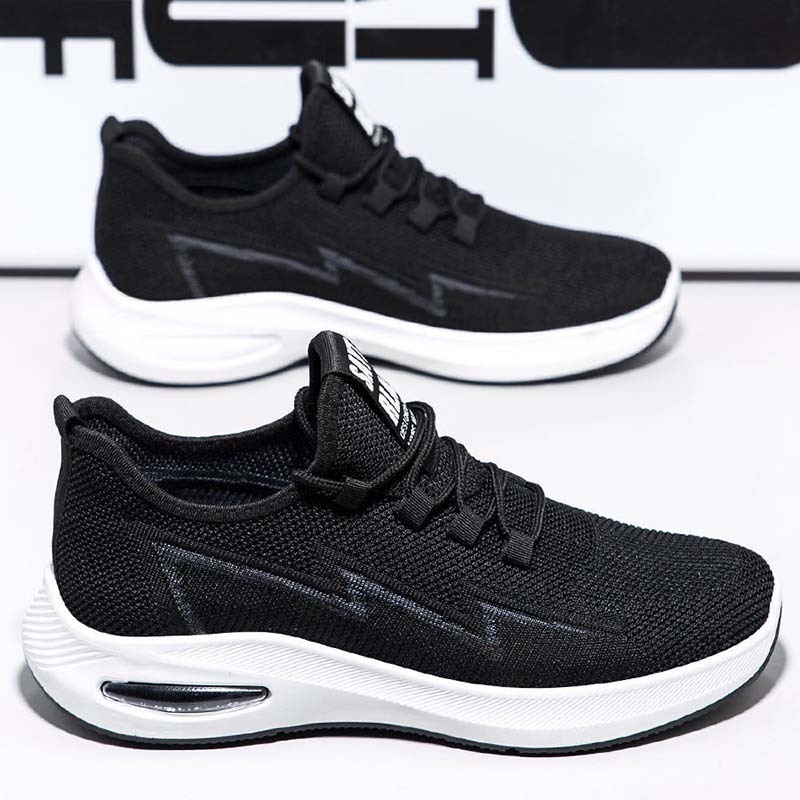 Men Fashion Casual Versatile Round-Toe Mesh Cloth Lace-Up Thick-Soled Sneakers