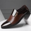 Men Fashion Casual Business Slip On Zipper PU Leather Shoes