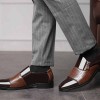 Men Fashion Casual Business Slip On Zipper PU Leather Shoes