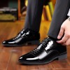 Men Fashion Casual Business British Style Lace-Up Pointed-Toe PU Leather Shoes