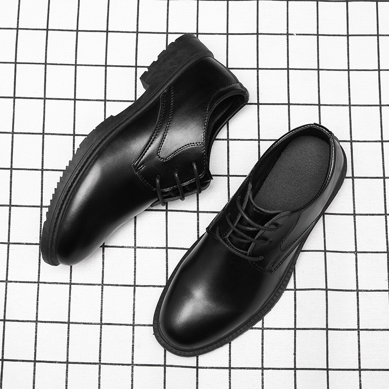 Men Fashion Casual Business British Style Lace-Up Low Heel PU Leather Shoes