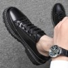 Men Fashion Casual Business British Style Lace-Up Thick-Soled PU Leather Shoes