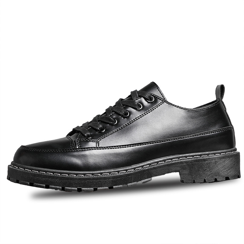 Men Fashion Casual Business British Style Lace-Up Thick-Soled PU Leather Shoes