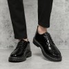 Men Fashion Casual Business British Style Crocodile Lace-Up Thick-Soled PU Leather Shoes