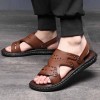 Men Fashion Leisure Holiday Beach Solid Color Slip On Flat Sandals