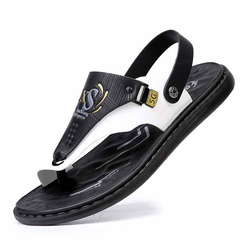 Men Fashion Leisure Holiday Beach Solid Color Slip On Flat Sandals