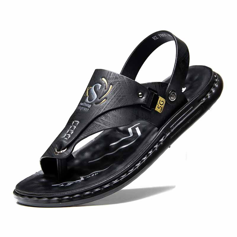 Men Fashion Leisure Holiday Beach Solid Color Slip On Flat Sandals