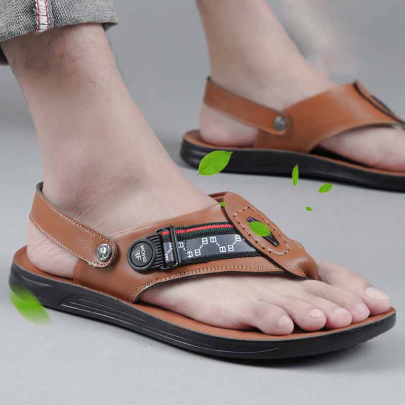Men Summer Fashion Leisure Vacation Letter Flat Flip Flops Sandals