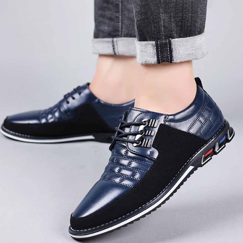 Men Fashion Casual Business British Style Color Pointed-Toe Plus Size PU Leather Shoes