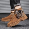 Men Spring Autumn Fashion Casual Letters Print Thick-Soled High Top Lace-Up Boots