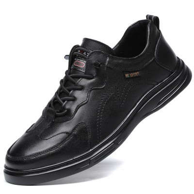 Men Spring Autumn Fashion Casual Lace-Up Low Heel Leather Shoes