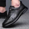 Men Spring Autumn Fashion Casual Lace-Up Flat Leather Shoes