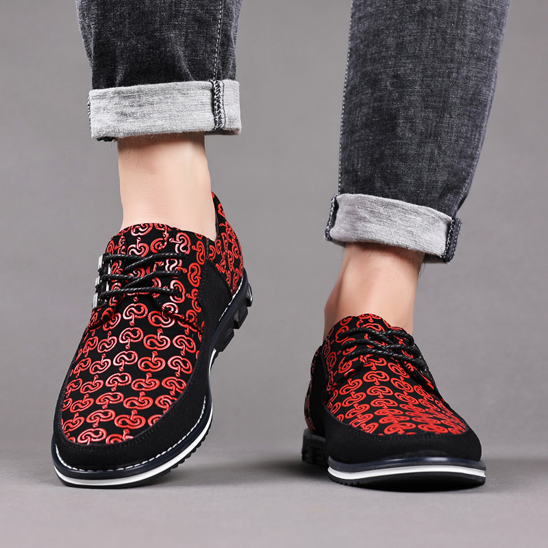 Plus Size Men Casual Printed Leather Shoes