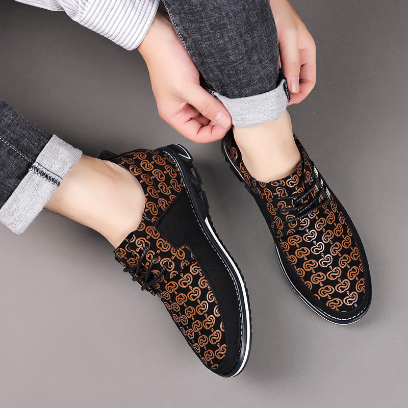 Plus Size Men Casual Printed Leather Shoes