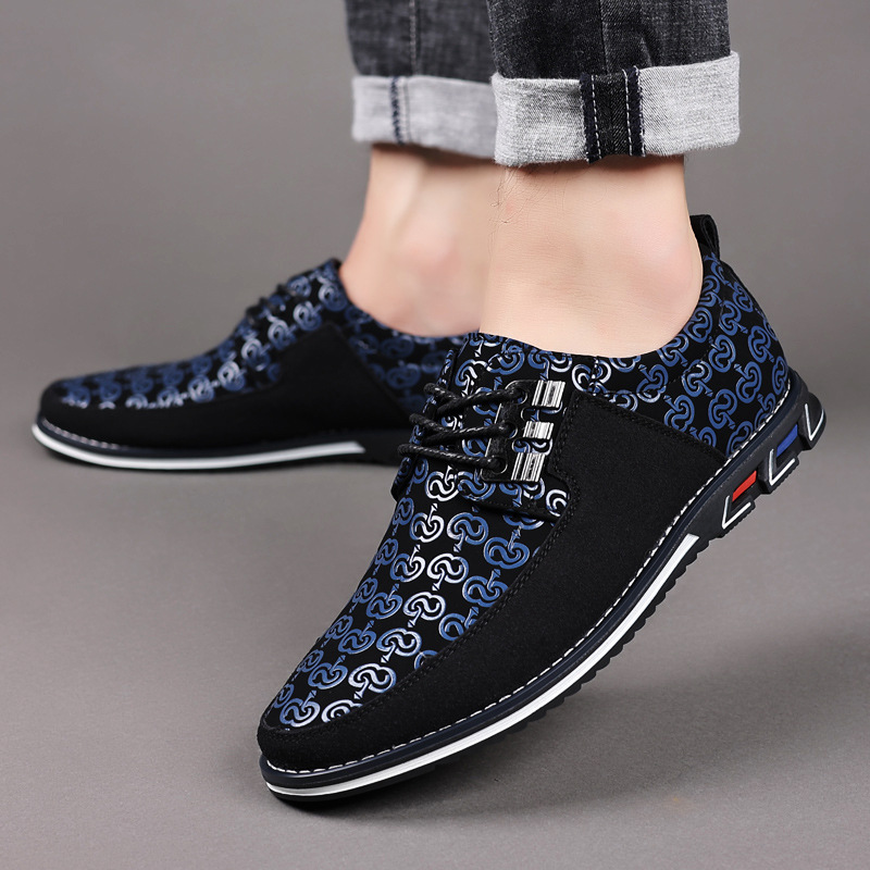 Plus Size Men Casual Printed Leather Shoes