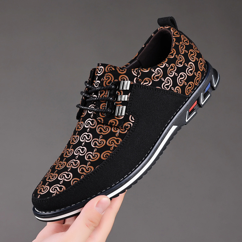 Plus Size Men Casual Printed Leather Shoes