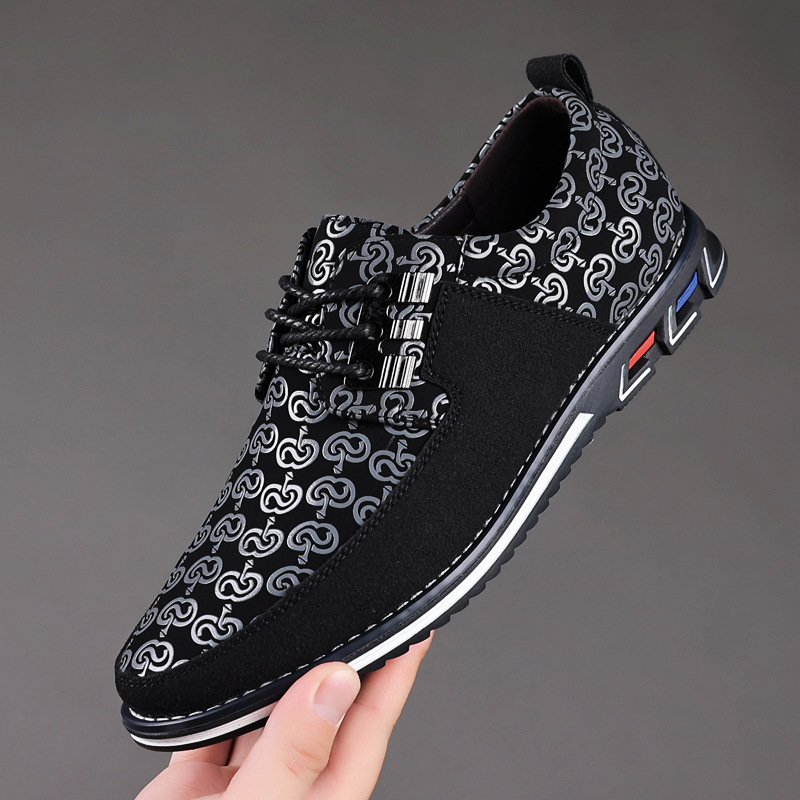 Plus Size Men Casual Printed Leather Shoes