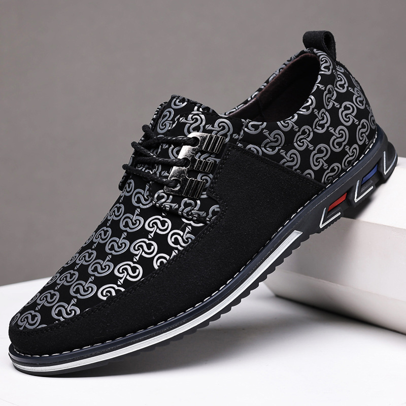 Plus Size Men Casual Printed Leather Shoes