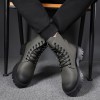 Men Fashion Casual British Style Thick-Soled Lace-Up Gradient Color Mid-Calf Boots
