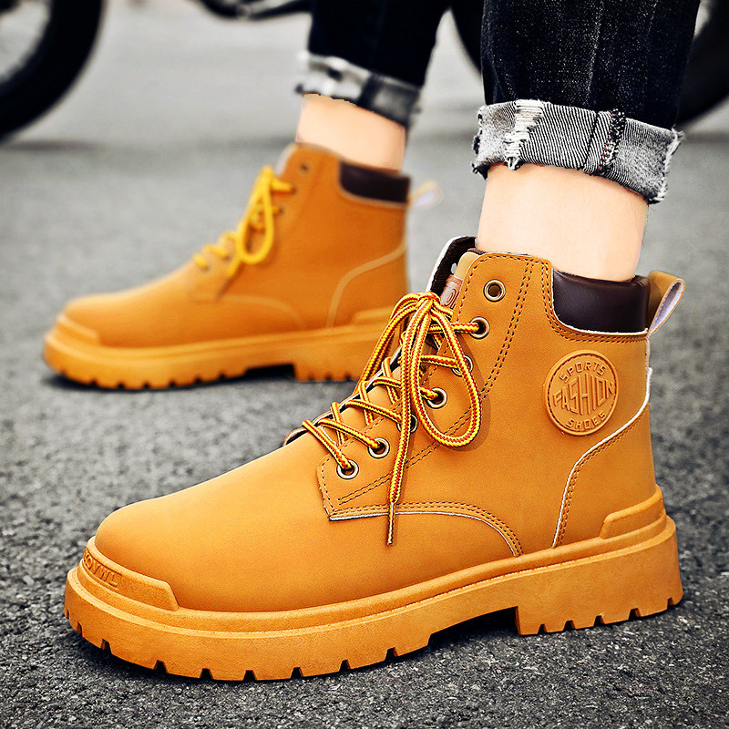 Men Fashion Casual British Style Thick-Soled Lace-Up Combat Boots