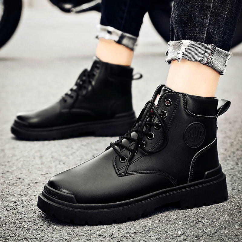 Men Fashion Casual British Style Thick-Soled Lace-Up Combat Boots