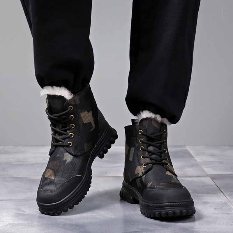 Men Winter Fashion Leisure Sports Camouflage Fleece Lace-Up Thick-Soled Snow Boots Men Winter Fashion Leisure Sports Camouflage Fleece Lace-Up Thick-Soled Snow Boots