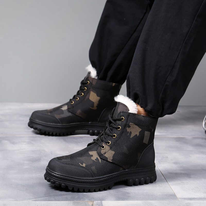 Men Winter Fashion Leisure Sports Camouflage Fleece Lace-Up Thick-Soled Snow Boots Men Winter Fashion Leisure Sports Camouflage Fleece Lace-Up Thick-Soled Snow Boots